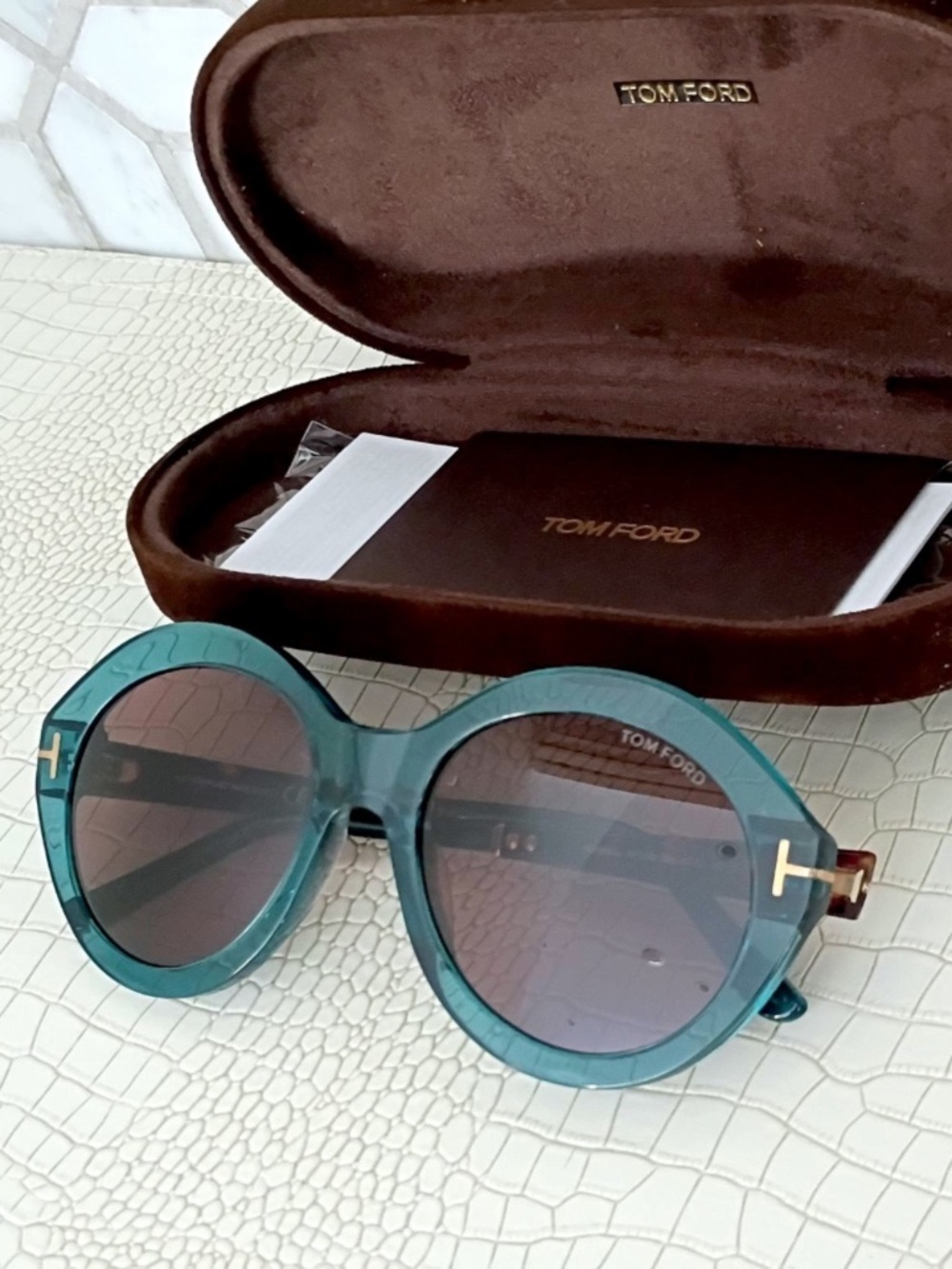 Tom Ford Seraphina Transparent Blue Sunglasses NWT